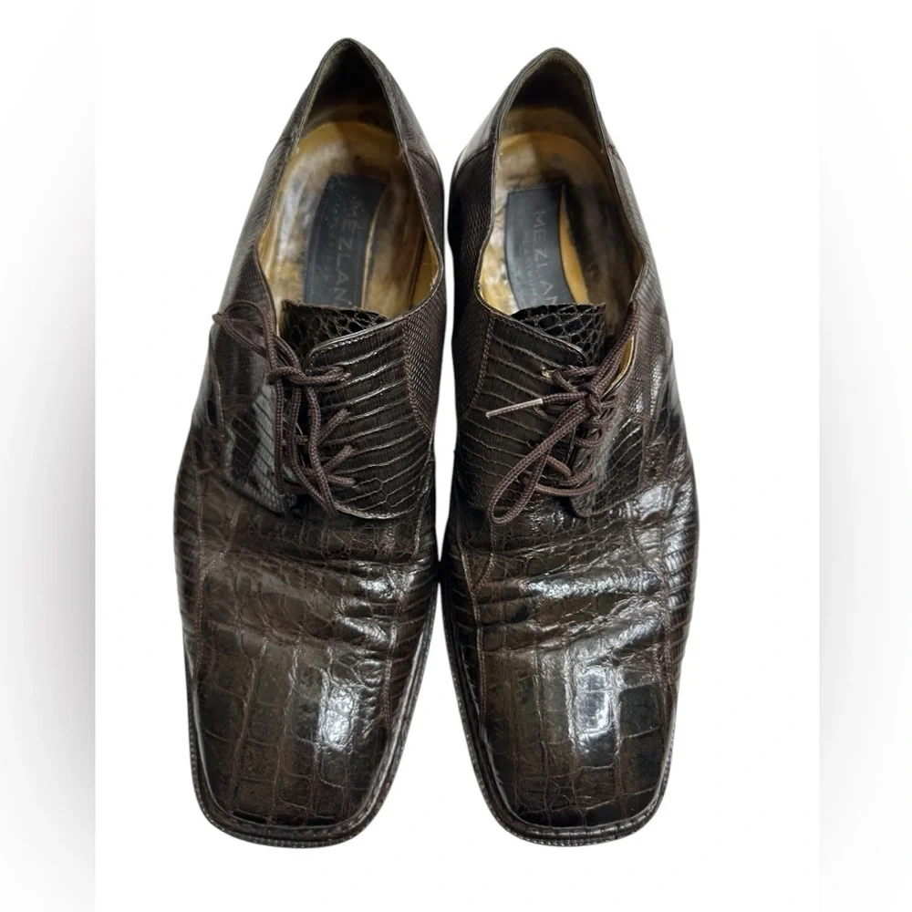 Mezlan Platinum Brando Brown Crocodile Mens Shoe Size 10.5